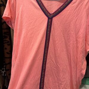 Pitusa Pink Swim Coverup with Multicolor Trim